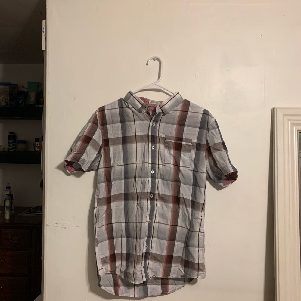 Plaid red, white, grey, small